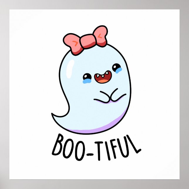 Bootiful Cute Girly Halloween Ghost Pun Poster (Front)