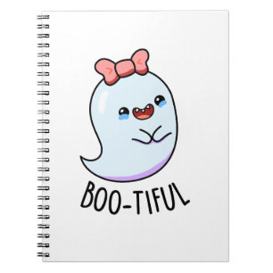 Bootiful Funny Girly Halloween Ghost Pun Notebook