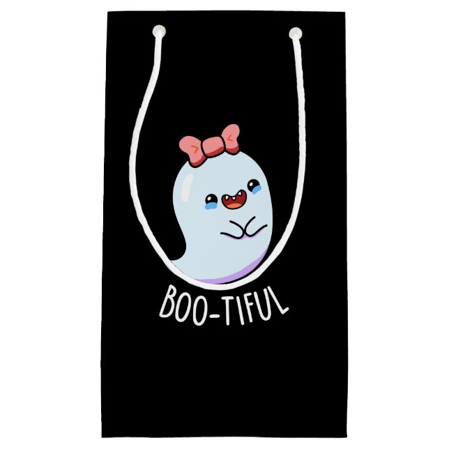 Bootiful Funny Girly Halloween Ghost Pun  Small Gift Bag (Front)