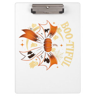  Bootiful Funny Halloween Coquette Bow Pumpkin  Clipboard