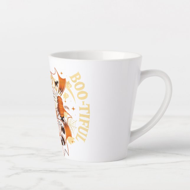  Bootiful Funny Halloween Coquette Bow Pumpkin  Latte Mug (Right)