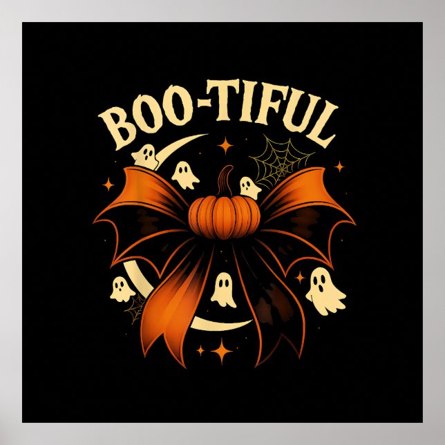 Bootiful Funny Halloween Coquette Bow Pumpkin  Poster (Front)