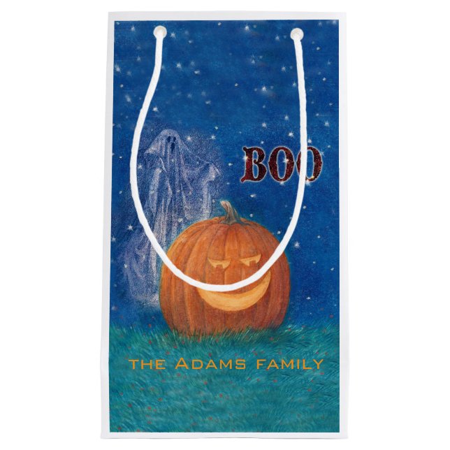 Bootiful Halloween Big Pumpkin Cute Ghost Small Gift Bag (Front)