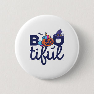Bootiful Halloween Funny Unicorn Pumpkin lantern 2 Inch Round Button