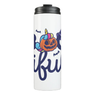 Bootiful Halloween Funny Unicorn Pumpkin lantern Thermal Tumbler