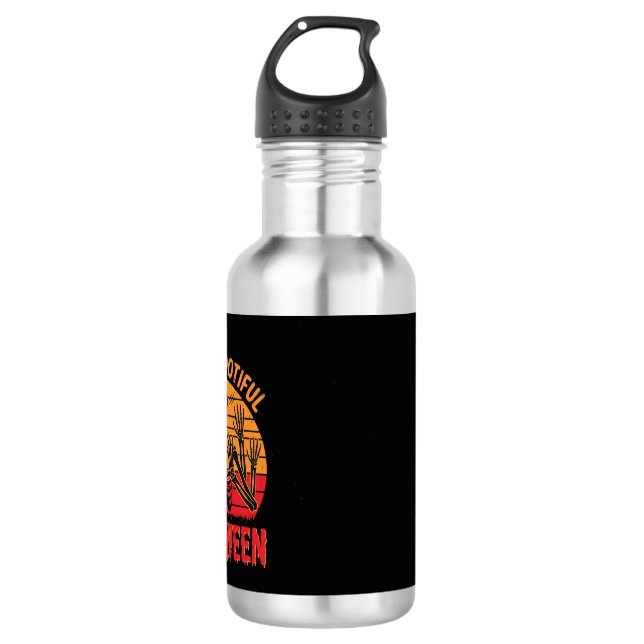 Bootiful Halloween Skeleton Heart Retro Sunset Des 532 Ml Water Bottle (Front)