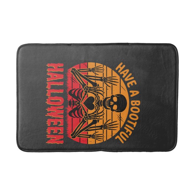 Bootiful Halloween Skeleton Heart Retro Sunset Des Bath Mat (Front)