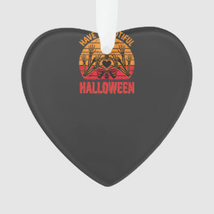 Bootiful Halloween Skeleton Heart Retro Sunset Des Ornament