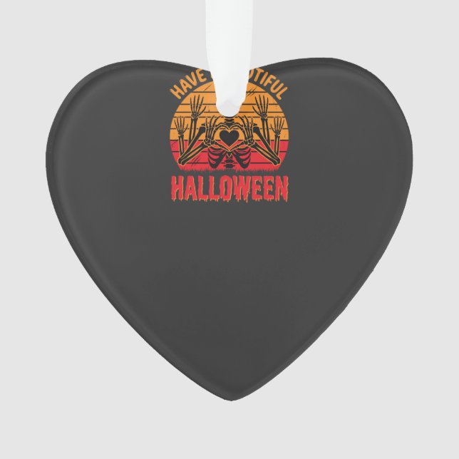Bootiful Halloween Skeleton Heart Retro Sunset Des Ornament (Front)