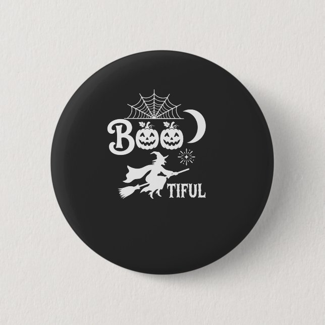Bootiful Halloween Witch Moon Design_1 2 Inch Round Button (Front)