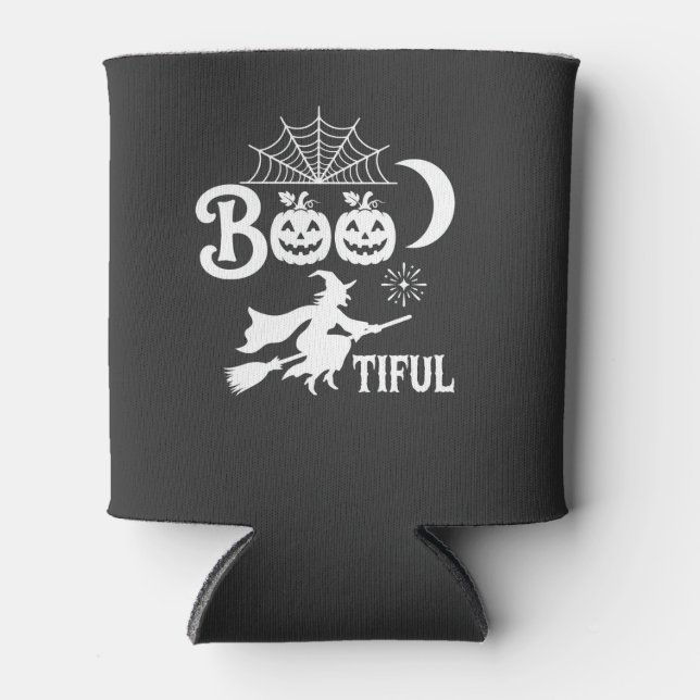 Bootiful Halloween Witch Moon Design_1 Can Cooler (Front)