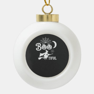 Bootiful Halloween Witch Moon Design_1 Ceramic Ball Christmas Ornament