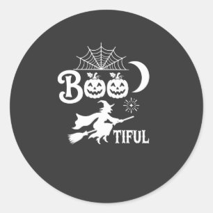 Bootiful Halloween Witch Moon Design_1 Classic Round Sticker