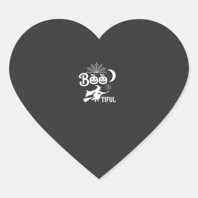 Bootiful Halloween Witch Moon Design_1 Heart Sticker (Front)