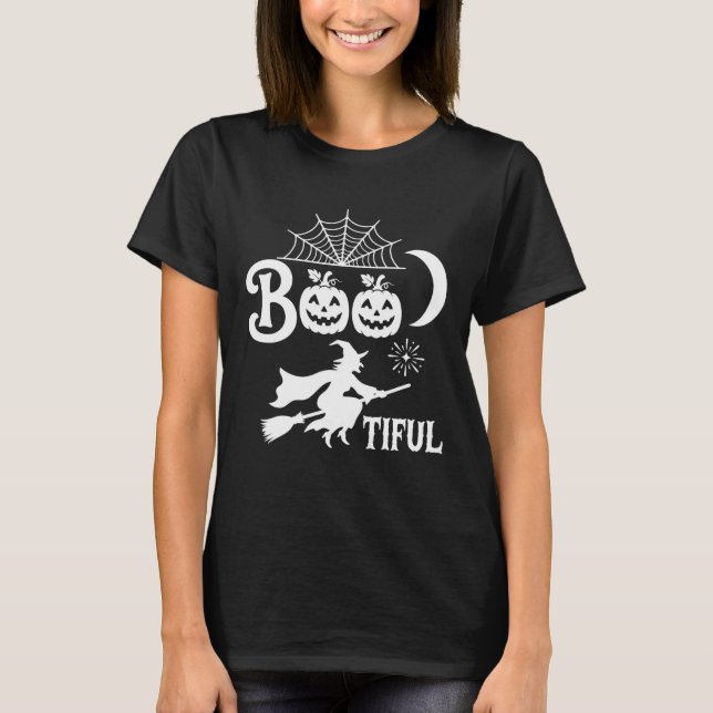 Bootiful Halloween Witch Moon Design_1 T-Shirt (Front)