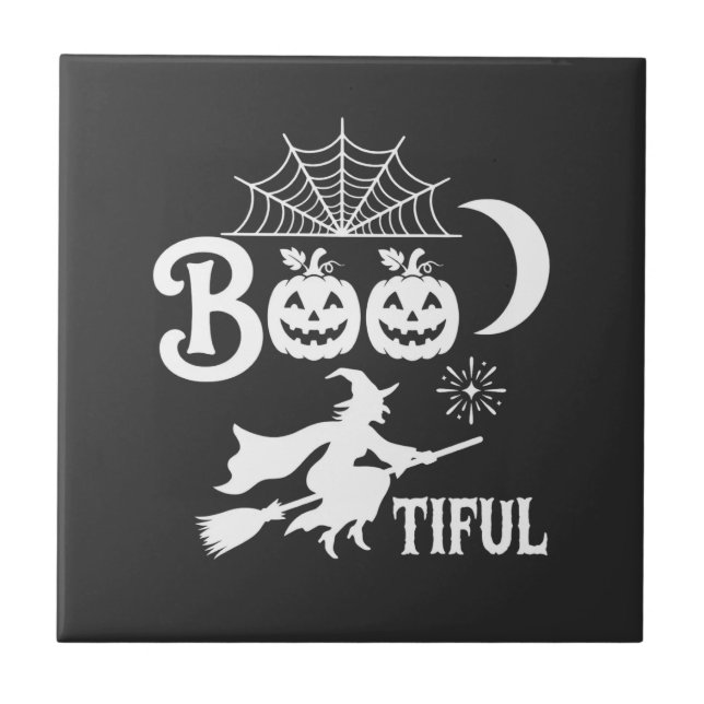 Bootiful Halloween Witch Moon Design_1 Tile (Front)