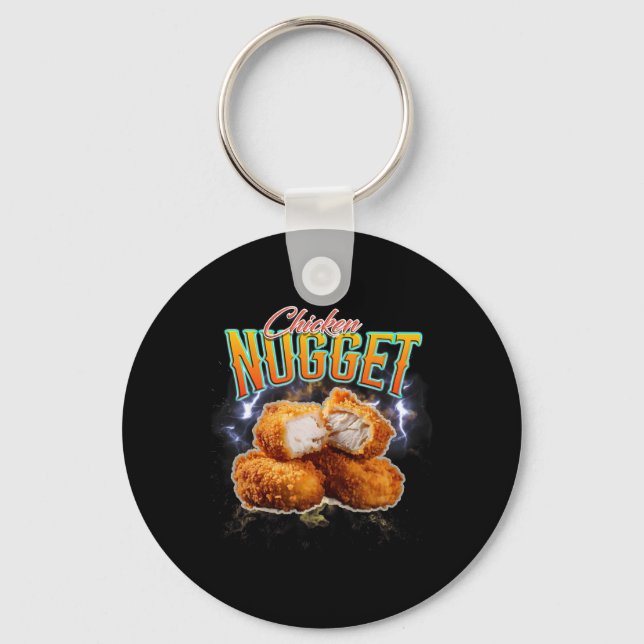 Bootleg Rap Funny Chicken Nugget Vintage 90s  Keychain (Front)