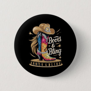 Boots &amp; Bling Its A Cowgirl Thing Rodeo Wester 2 Inch Round Button