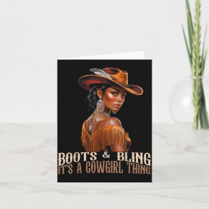 Boots & Bling It's Cowgirl African Women Black Card