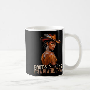 Boots &amp; Bling It's Cowgirl African Women Black Coffee Mug