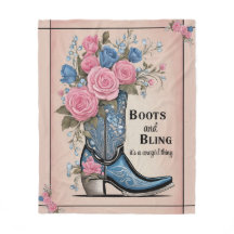 Boots and Bling Cowgirl Fleece Blanket