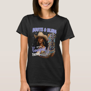Boots and Bling It's A Cowgirl Thing Black Cowgirl T-Shirt
