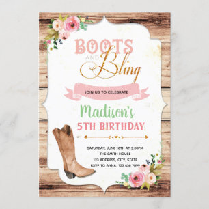 Boots and bling theme invitation