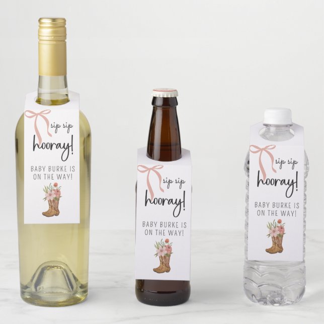 Boots and Bows Bottle Hanger Tags (In Situ)