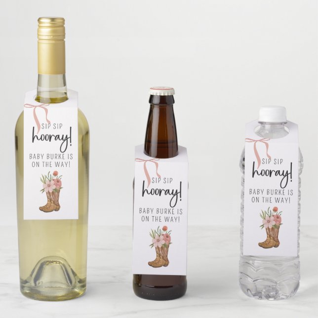 Boots and Bows Bottle Hanger Tags (In Situ)
