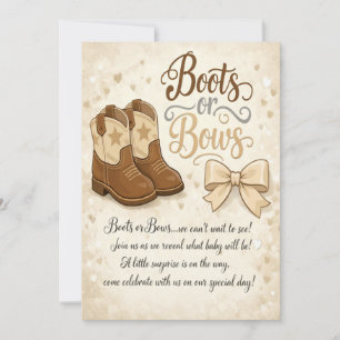 Boots and Bows Gender Reveal Invitation