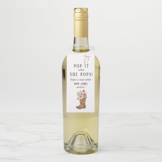 Boots and Bows POP IT  Bottle Tag (On Bottle)