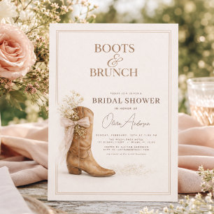 Boots and Brunch Floral Bow Bridal Shower Invitation
