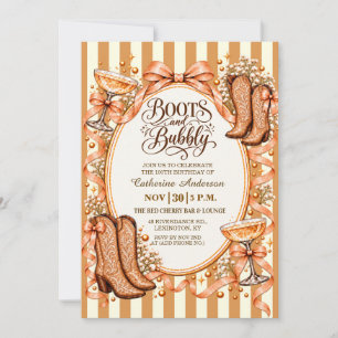 Boots and Bubbly 100th Birthday Party Invitation