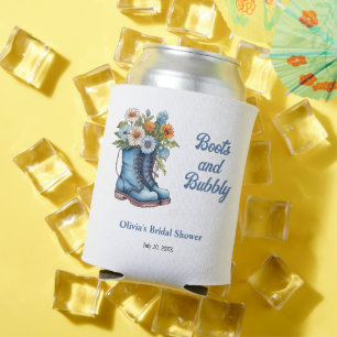 Boots and Bubbly Blue Western Bridal Shower  Can Cooler