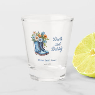Boots and Bubbly Blue Western Bridal Shower  Shot Glass