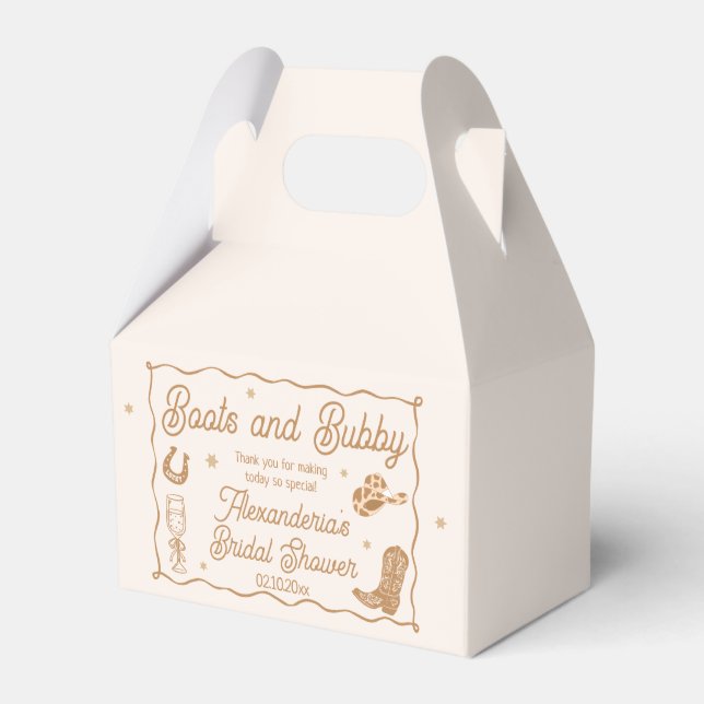 Boots and Bubbly Bridal Shower  Favor Box (Front Side)