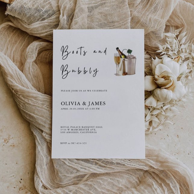 Boots And Bubbly Bridal Shower Invitation (Boots And Bubbly Bridal Shower Invitation)