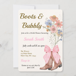 Boots and Bubbly Bridal Shower Invitation