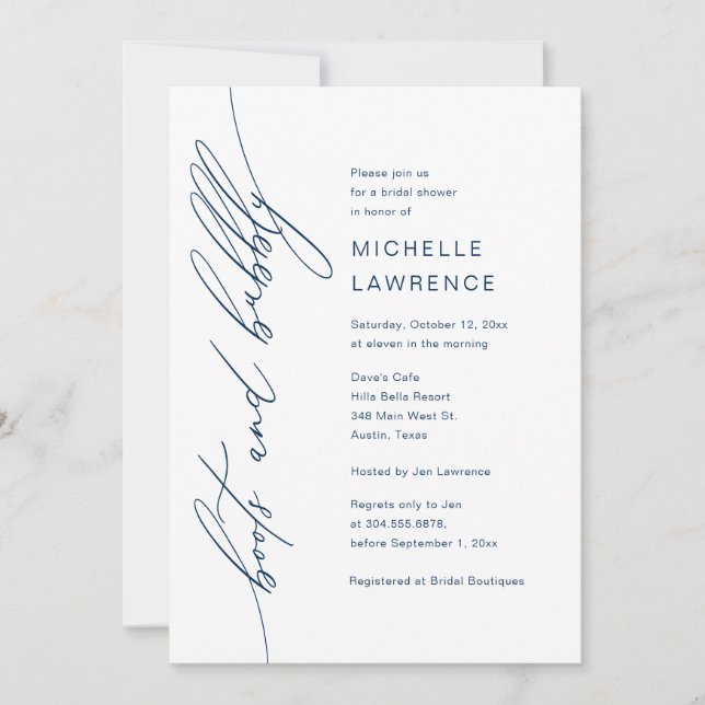 Boots and Bubbly, Bridal Shower Party Celebration Invitation (Front)