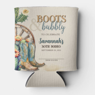 Boots and Bubbly Country Cowgirl Western Birthday Can Cooler