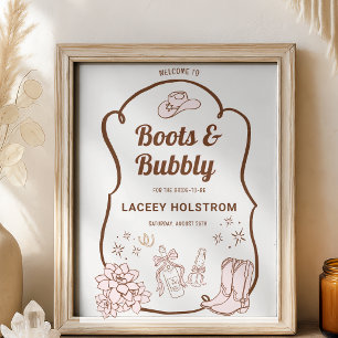 Boots And Bubbly Cowgirl Bridal Shower Welcome Poster