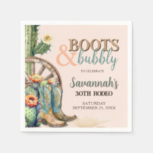 Boots and Bubbly Cowgirl Cactus Rodeo Birthday Napkin