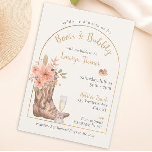 Boots And Bubbly Cowgirl Rustic Bridal Shower Invitation