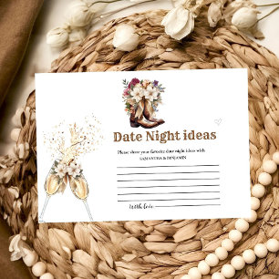 Boots and Bubbly Date Night Ideas Bridal Shower Enclosure Card