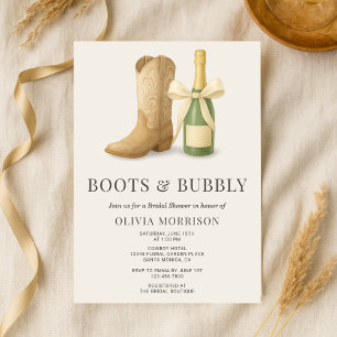 Boots and Bubbly Elegant Bow Bridal Shower Invitation