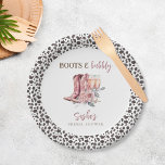 Boots and Bubbly Elegant Pink Bridal Shower Paper Plate<br><div class="desc">Boots and Bubbly Elegant Pink Bridal Shower Paper Plates</div>