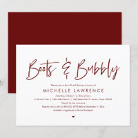 Boots and Bubbly, Modern Casual Bridal Shower Invi