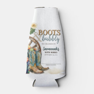 Boots and Bubbly Rodeo Cowgirl Western Birthday Bottle Cooler