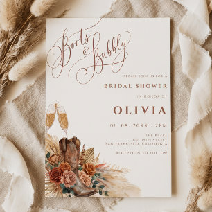 Boots and Bubbly Rustic Western Boho Bridal Shower Invitation