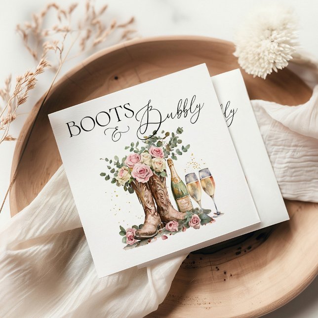 Boots and Bubbly Rustic Western Bridal Shower Napkin (Creator Uploaded)